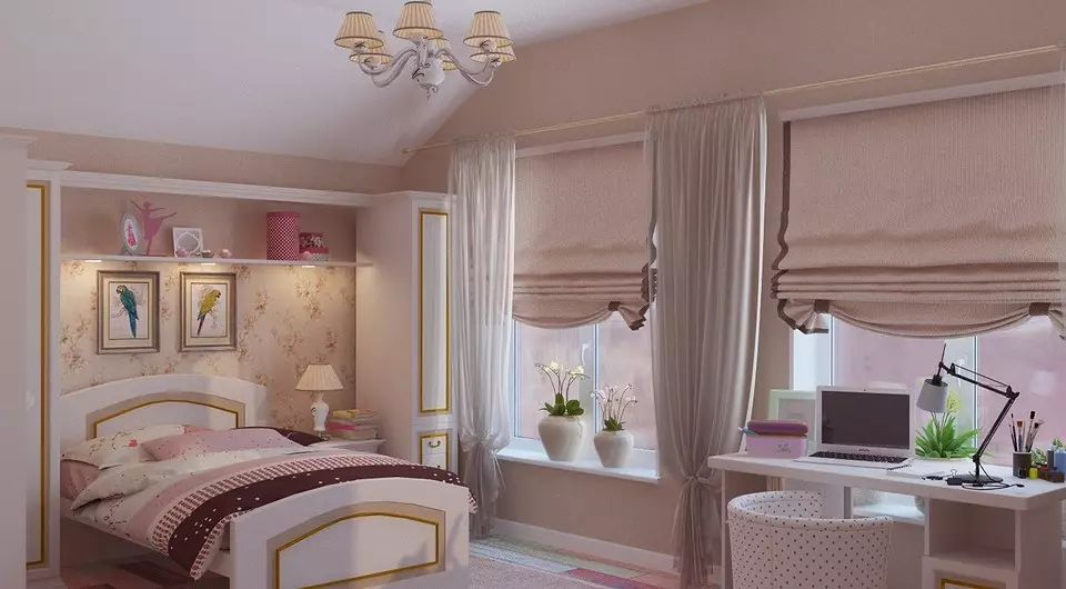 Chambre à coucher pour une fille dans le gamma rose