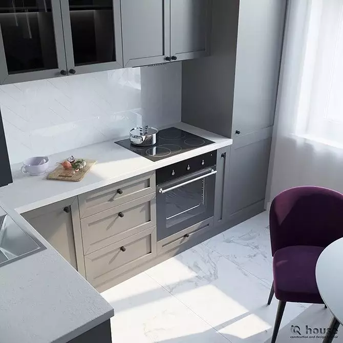Virtuvės išdėstymas 6 metrai su šaldytuvu: sėkmingų pavyzdžių nuotrauka ir registracijos patarimai 10036_115