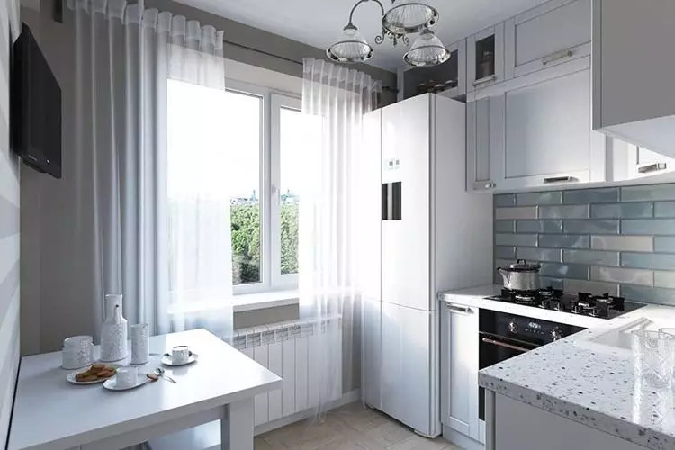 Küchenlayout 6 Meter mit Kühlschrank: Foto zu erfolgreichen Beispielen und Registrierungs-Tipps 10036_33