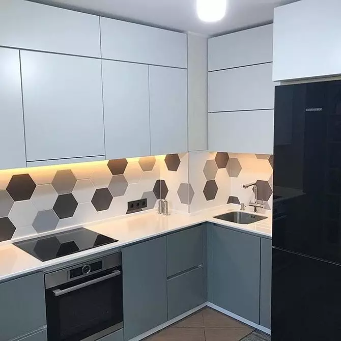 Diseño de cocina 6 metros con refrigerador: Foto de ejemplos exitosos y consejos de registro 10036_43