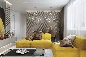 Bright minimalizmas dvigubų dizaino: betono ir geltoni akcentai 10040_1
