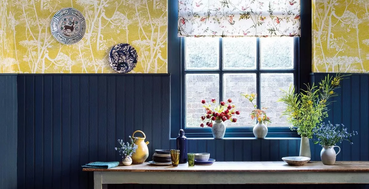 Kami milih wallpaper pikeun dapur: bahan, warna sareng kombinasi anu suksés 10054_53