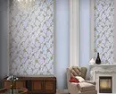 Gagasan ngagabungkeun wallpaper di ruang tamu: tips mangpaat sareng 40+ poto interior 10061_19