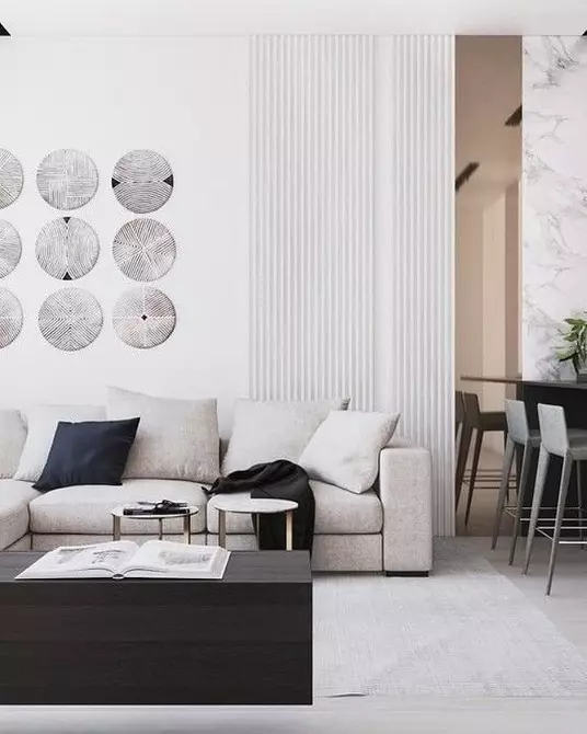 Ide-ide menggabungkan wallpaper di ruang tamu: tips berguna dan 40+ foto interior 10061_39