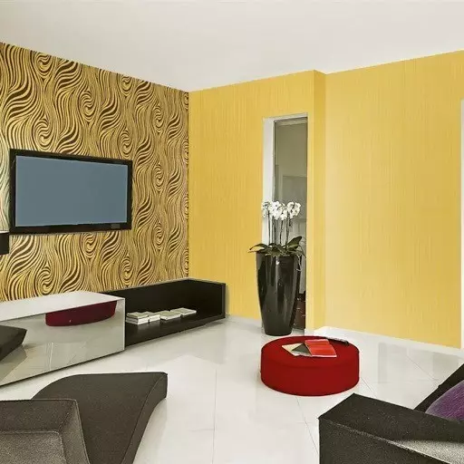 Die Ideen der Kombination von Wallpaper im Wohnzimmer: Nützliche Tipps und 40 Fotos von Interieur 10061_80