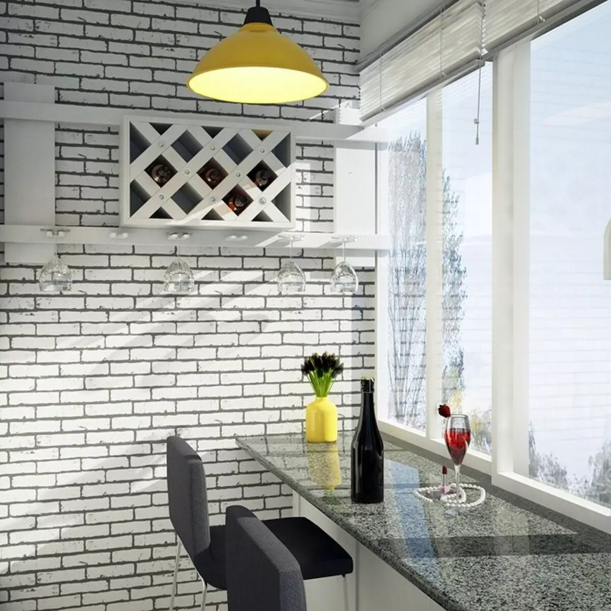Proiectăm interiorul bucătăriei cu un balcon sau loggia: 30 Livrați idei cu fotografii 10074_15