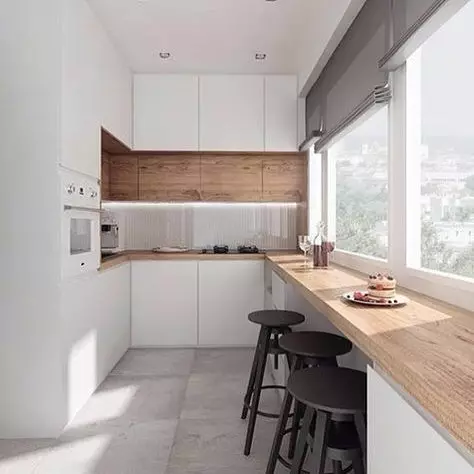 We ontwerpen het interieur van de keuken met een balkon of loggia: 30 delive ideeën met foto's 10074_28