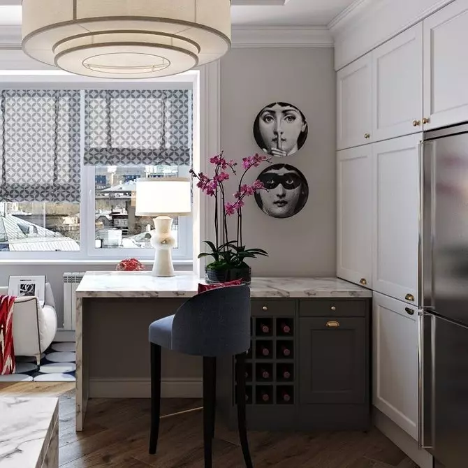 We ontwerpen het interieur van de keuken met een balkon of loggia: 30 delive ideeën met foto's 10074_39