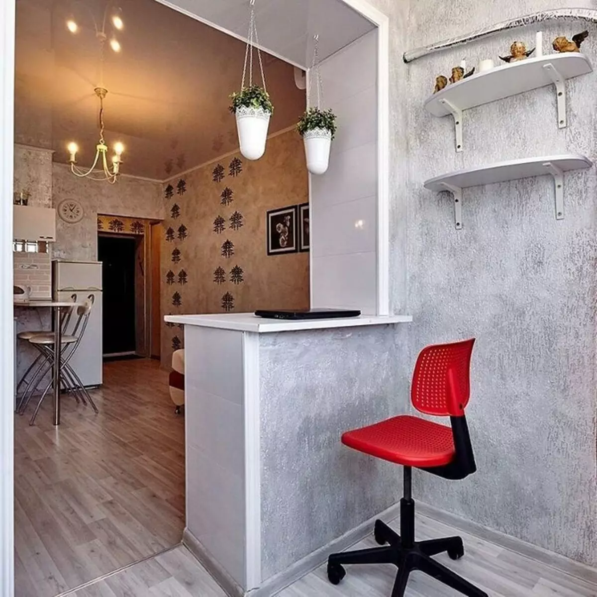 Proiectăm interiorul bucătăriei cu un balcon sau loggia: 30 Livrați idei cu fotografii 10074_43