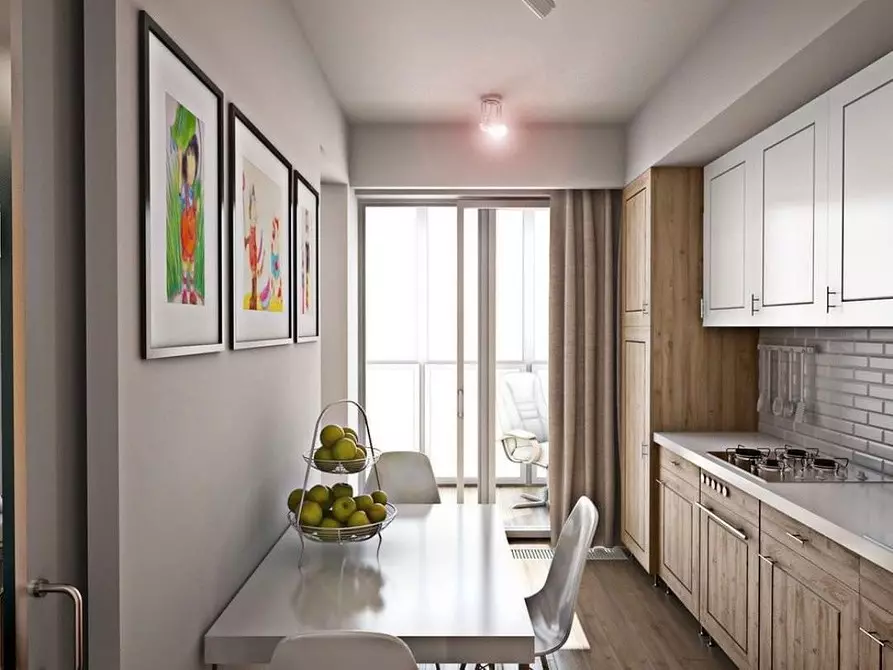 Proiectăm interiorul bucătăriei cu un balcon sau loggia: 30 Livrați idei cu fotografii 10074_44