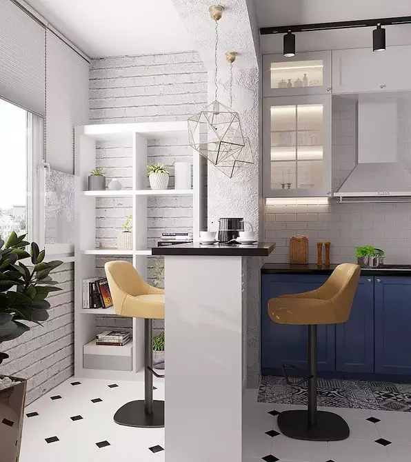 Proiectăm interiorul bucătăriei cu un balcon sau loggia: 30 Livrați idei cu fotografii 10074_5