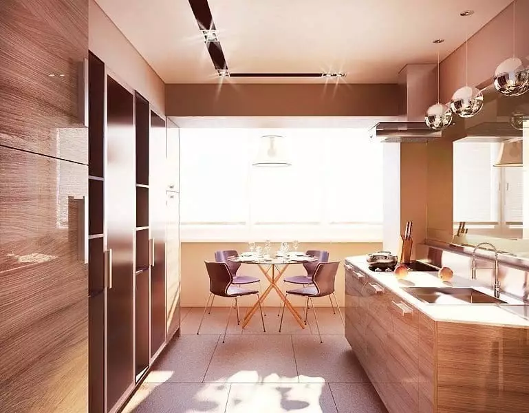Projektujemy wnętrze kuchni z balkonem lub loggią: 30 Delikatne pomysły ze zdjęciami 10074_51