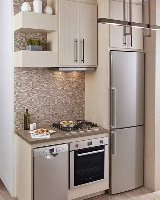Kitchen design with refrigerator in Khrushchev: 45 examples that can be repeated 10089_33