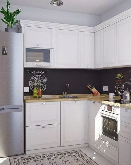 Kitchen design with refrigerator in Khrushchev: 45 examples that can be repeated 10089_83