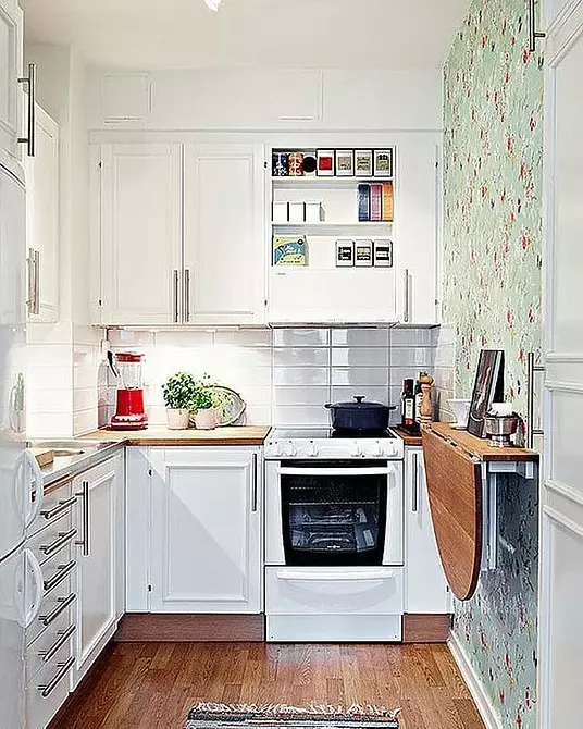 Tapetai mažoms virtuvėms, vizualiai didinant erdvę: 50+ geriausios idėjos 10129_43