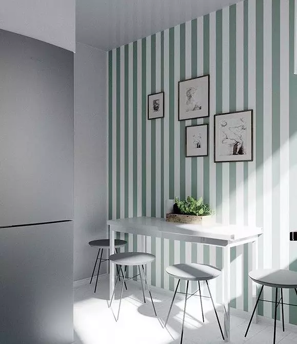 Letër-muri për kuzhinë të vogël, hapësirë ​​në rritje vizuale: 50 + idetë më të mira 10129_61