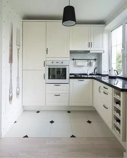 Ozadje za majhne kuhinje, vizualno povečanje prostora: 50+ najboljših idej 10129_74