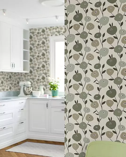 Papel de parede para a pequena cociña, aumento visualmente espazo: 50 mellores ideas 10129_86