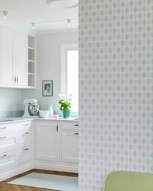 Papel de parede para a pequena cociña, aumento visualmente espazo: 50 mellores ideas 10129_87