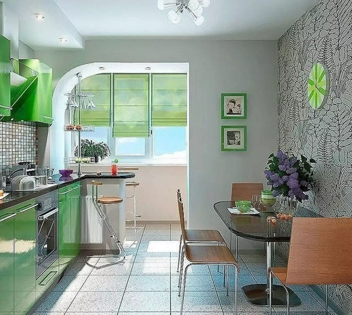 Tapeta pre malú kuchyňu, vizuálne zvýšenie priestoru: 50+ Najlepšie nápady 10129_89