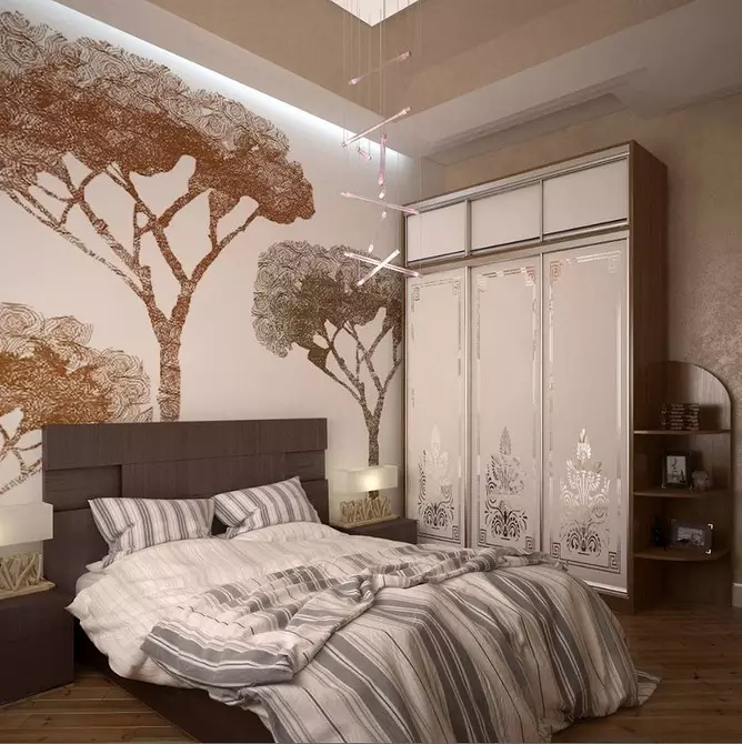 การออกแบบห้องนอนพร้อมวอลเปเปอร์ภาพถ่าย: เคล็ดลับการออกแบบห้องและ 50 โซลูชั่นการตกแต่งภายใน 10155_33