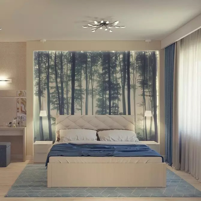 Reka Bentuk Bilik Tidur dengan Wallpaper Foto: Tips Reka Bentuk Bilik dan 50 Penyelesaian Interior 10155_34