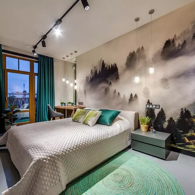 Oblikovanje spalnic s fotografskimi ozadji: Nasveti za oblikovanje sob in 50 notranjih rešitev 10155_46