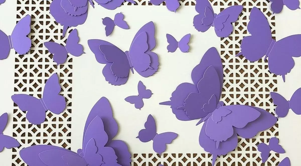 Πώς να κάνετε πεταλούδες χαρτιού στον τοίχο Κάντε το μόνοι σας: Οδηγίες και στένσιλ 10208_46