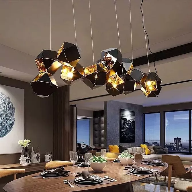 Kusina nga mga chandelier sa modernong estilo: 100+ Mga litrato sa labing kaayo nga mga modelo ug mga tip alang sa pagpili 10228_160