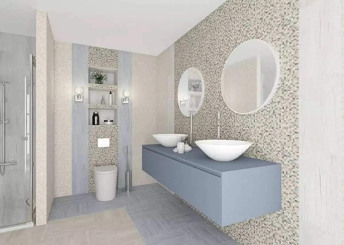 प्लास्टिक बाथरूम प्यानल: proples0 फोटो समाधानहरू र 6 उत्तम डिजाइन विचारहरू 10241_113