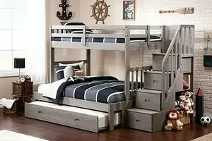 Dječji kreveti na kat: osnovne vrste, savjeti za odabir i 20 opcija sa fotografijama 10421_1