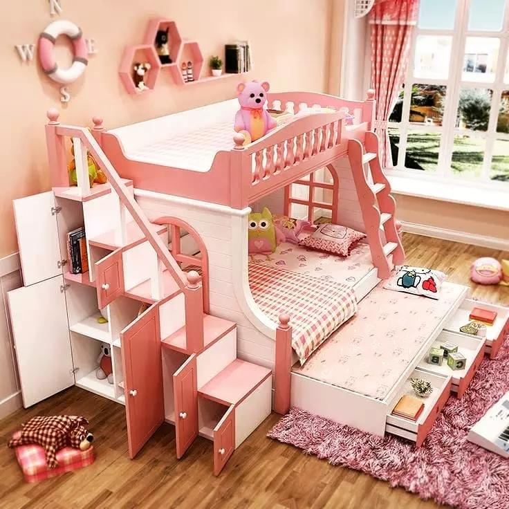 Children's bunk bed for girl