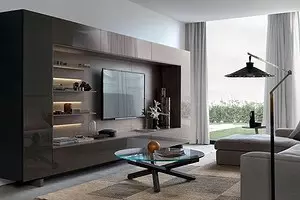 Pareti sotto una TV in stile moderno: scegli il modello migliore per l'interno 10461_1
