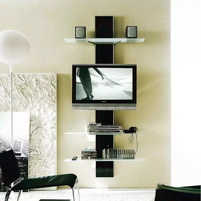 دیوارهای زیر یک تلویزیون در سبک مدرن: بهترین مدل را برای کشور انتخاب کنید 10461_22