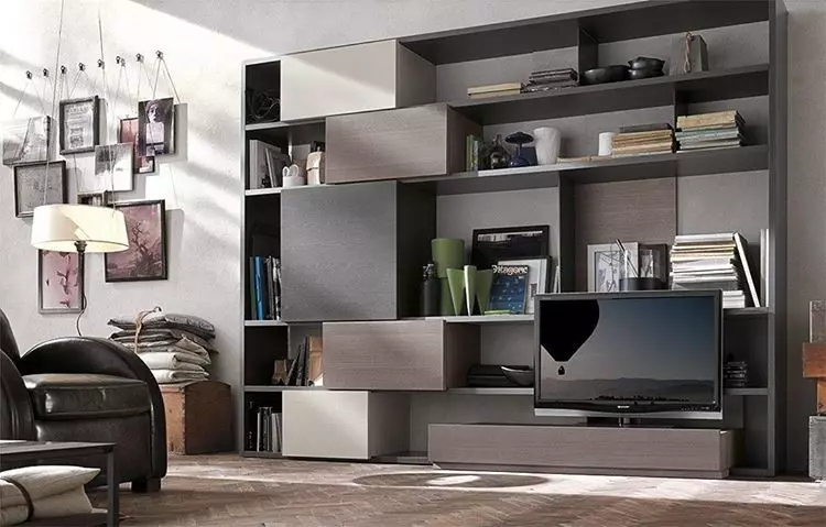 Paredes sob uma TV em um estilo moderno: Escolha o melhor modelo para o interior 10461_52