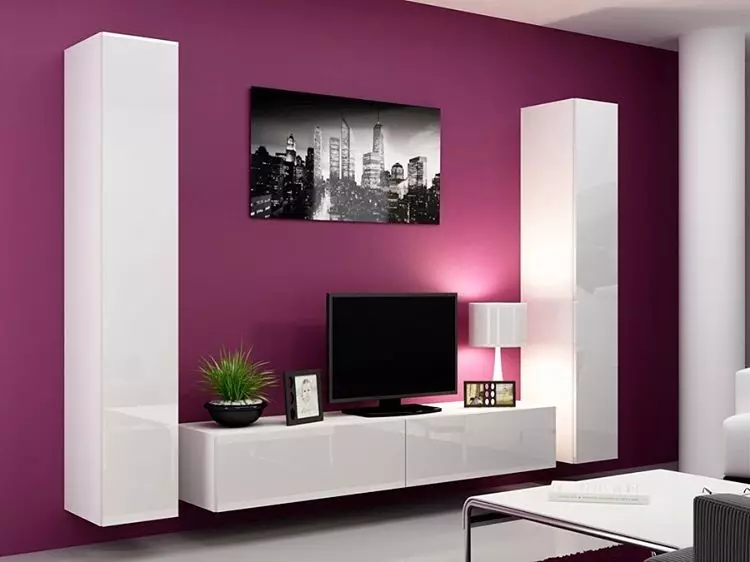 현대적인 스타일의 TV 밑의 벽 : 인테리어를위한 최고의 모델을 선택하십시오 10461_67