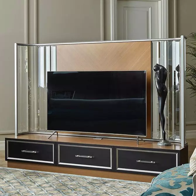 Paredes baixo unha televisión nun estilo moderno: elixe o mellor modelo para o interior 10461_85