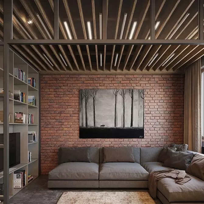 Podkroví styl stropu: nejlepší materiály, správný výzdoba, možnosti designu pro různé pokoje 10529_19