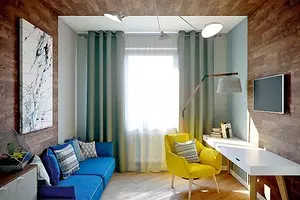 Apartamento para tres personas con estética concisa, pero colores brillantes. 10536_1