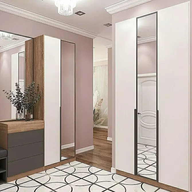Seina kaunistamise valikud koridoris: 10 parimat materjali ja disaini omadusi 10576_149