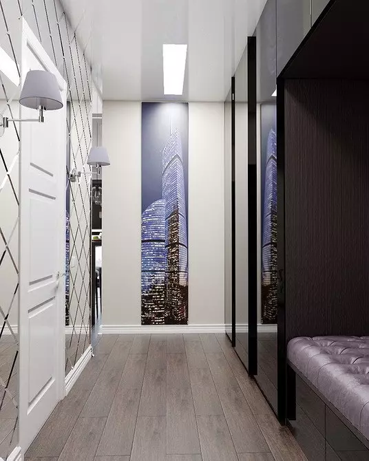 Opzioni della decorazione della parete nel corridoio: 10 migliori materiali e caratteristiche di design 10576_54