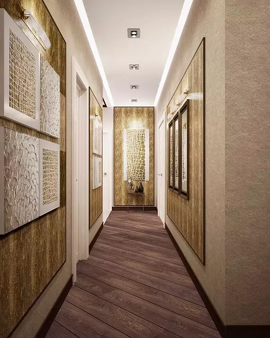 Opsionet e dekorimit të murit në korridor: 10 materialet më të mira dhe karakteristikat e dizajnit 10576_88