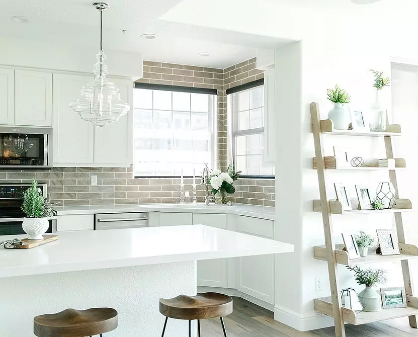Witte keuken in moderne stijl: 11 ontwerpvoorbeelden die u betovert 10649_91