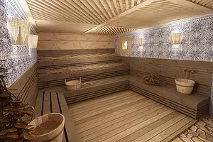 Parium in un bagno in legno: 10 idee eleganti e moderne per l'interno 10665_1