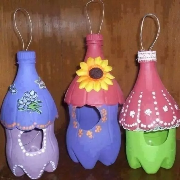 Hantverk från flaskor med egna händer: 6 Coola och enkla idéer för trädgården 10683_5