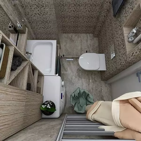 Oblikovanje kombinirane kopalnice s prho: 10 idej za majhne velikosti 10720_13