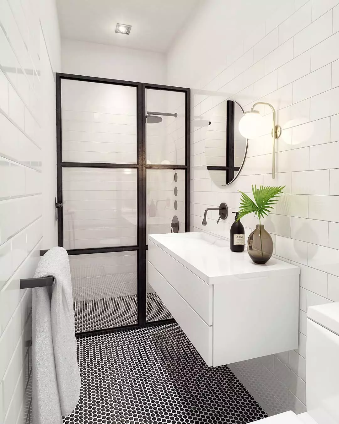 ایده ثبت نام یک حمام کوچک ترکیبی در آپارتمان: عکس
