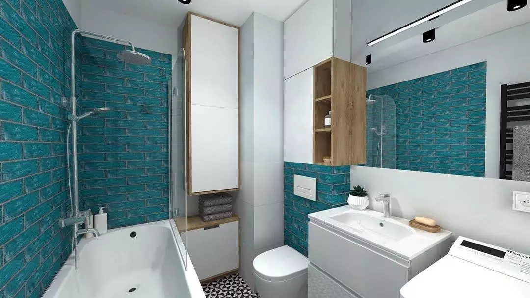 अपार्टमेंट में एक छोटे संयुक्त बाथरूम के पंजीकरण के लिए विचार: फोटो
