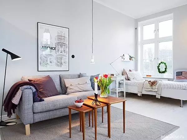 Cómo combinar la sala de estar y el dormitorio: 11 ideas útiles y 50 ejemplos de diseño 10727_26