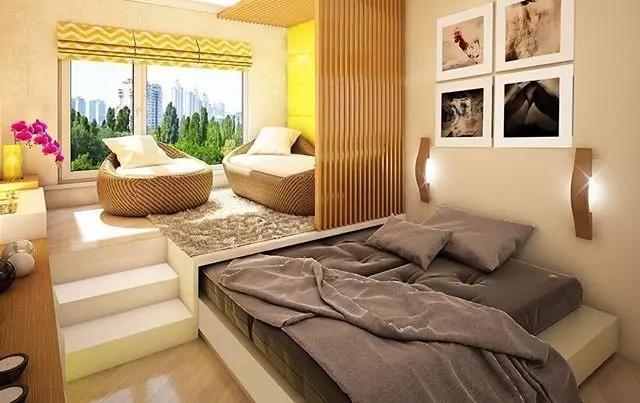 Comment combiner salon et chambre à coucher: 11 idées utiles et 50 exemples de conception 10727_45